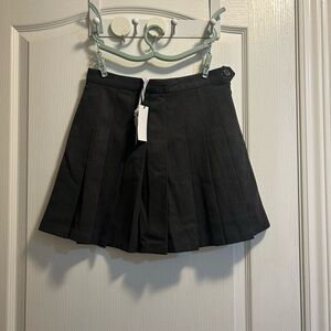 Grey Pleated Mini Skirt